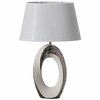Quickway Imports 19 Decorative Ceramic Table Lamp, with Silver and White Oval Stand and White Cotton Lampshade QI004585